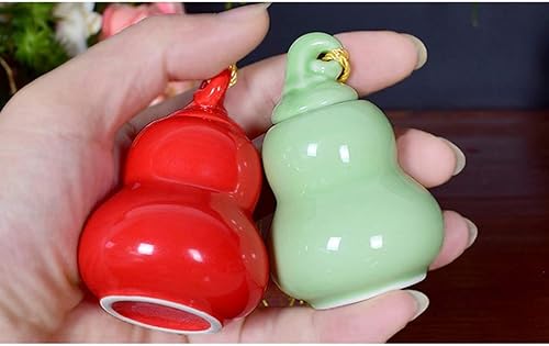 Miniatura 6 de Hemoton Mini botella de calabaza vintage portátil de cerámica para almacenamiento de té, tarro de té para crema en polvo, ungüento de té (rojo)