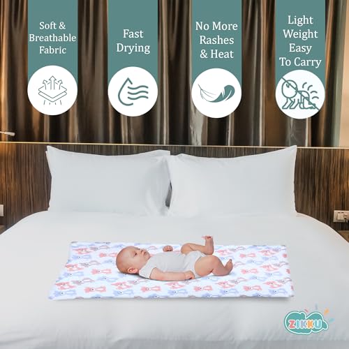 Image of Zikku Baby Printed Quick Dry Fleece Teddy Print Sheet Bed Protector (Size: Large; 100 x 140 cm; White)