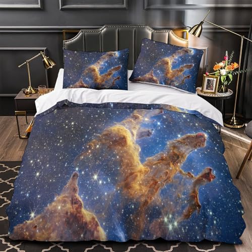 Parure de lit espace 135x200cm avec housse de couette microfibre 3D pour lit simple - 2