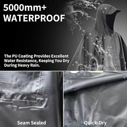 3-in-1 Unisex Camping Rain Poncho with hooded, Shelter & Ground Sheet3