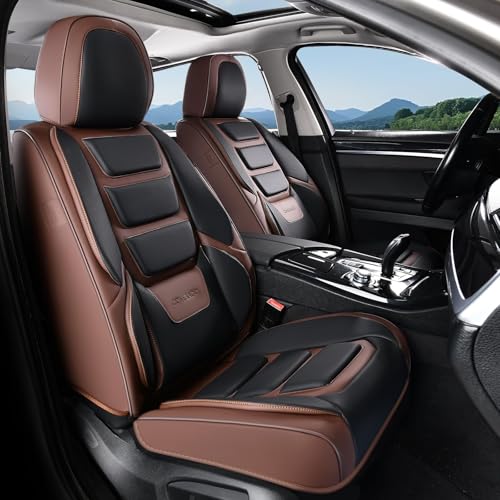 Image of Coverado Car Seat Covers, Front Covers for Cars, Car Seat Cover Front Seats, Automotive Seat Cover, Waterproof, Leather Car Seat Cushion, Universal Interior Covers Seat Protectors for Most Cars