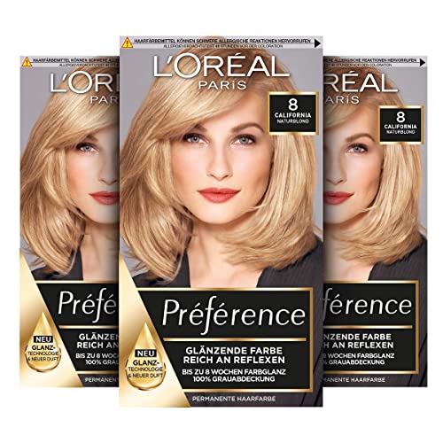 L'Oréal Paris Préférence - Juego de 8 tintes naturales rubios naturales para el cabello con coloración y loción para el cuidado del cabello con brillo Préférence