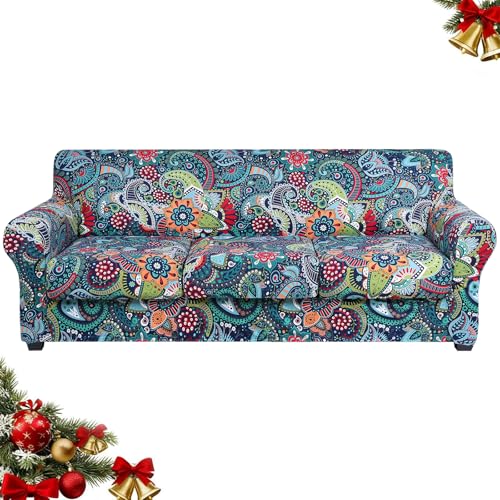 hyha Couch Cover, Floral Pattern, Stretch, Printed, 4 Pieces, Sofa