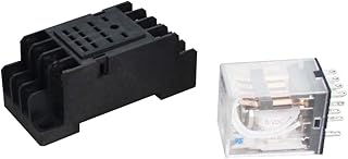 Fielect DC6V 14Pin Electromagnetic Power Relay Relay Coil with Socket Base LED Indicator 1pcs