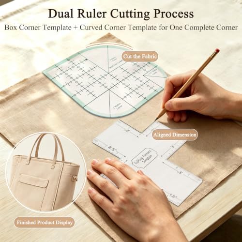 3 PCS Clear Acrylic Sewing Templates Box & Radius Corner Quilting Ruler - 2