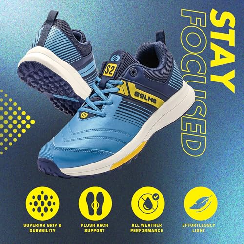 Image of SOLM8 S2 Cricket Shoes Men Boys Junior Players - Advanced Grip Rubber Spikes for Turf /Grass, Ultralight Cushioning in Bright Colors (2025 Edition)