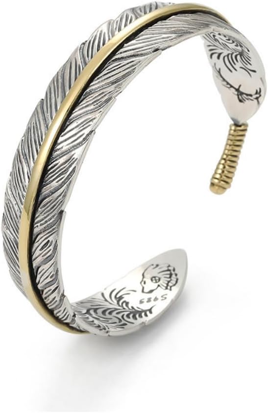 DATOA Vintage Feather Cuff Bracelet for Men Women Personalized Adjustable Bangle Bracelet Retro Jewelry