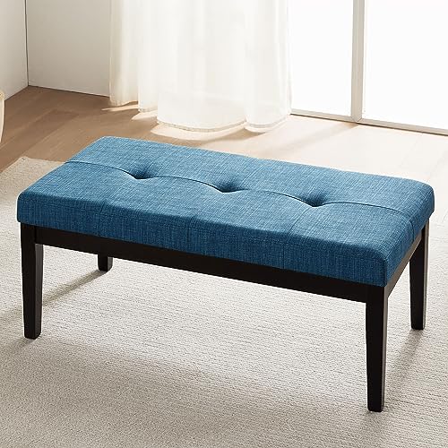 Retraction Built Blue Upholstered Bench, 42-Inch, Wooden Frame with Cushion, Versatile Seating for Entryways, Kitchens, Bedrooms by Retraction Built - Image 6