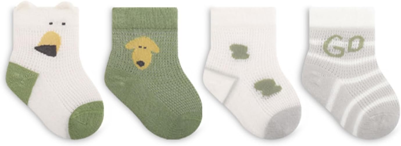 Pack of 4 Pair Baby Socks Lightweight Boneless Cotton Socks Soft & Breathable Infant Socks for Daily Party Wear