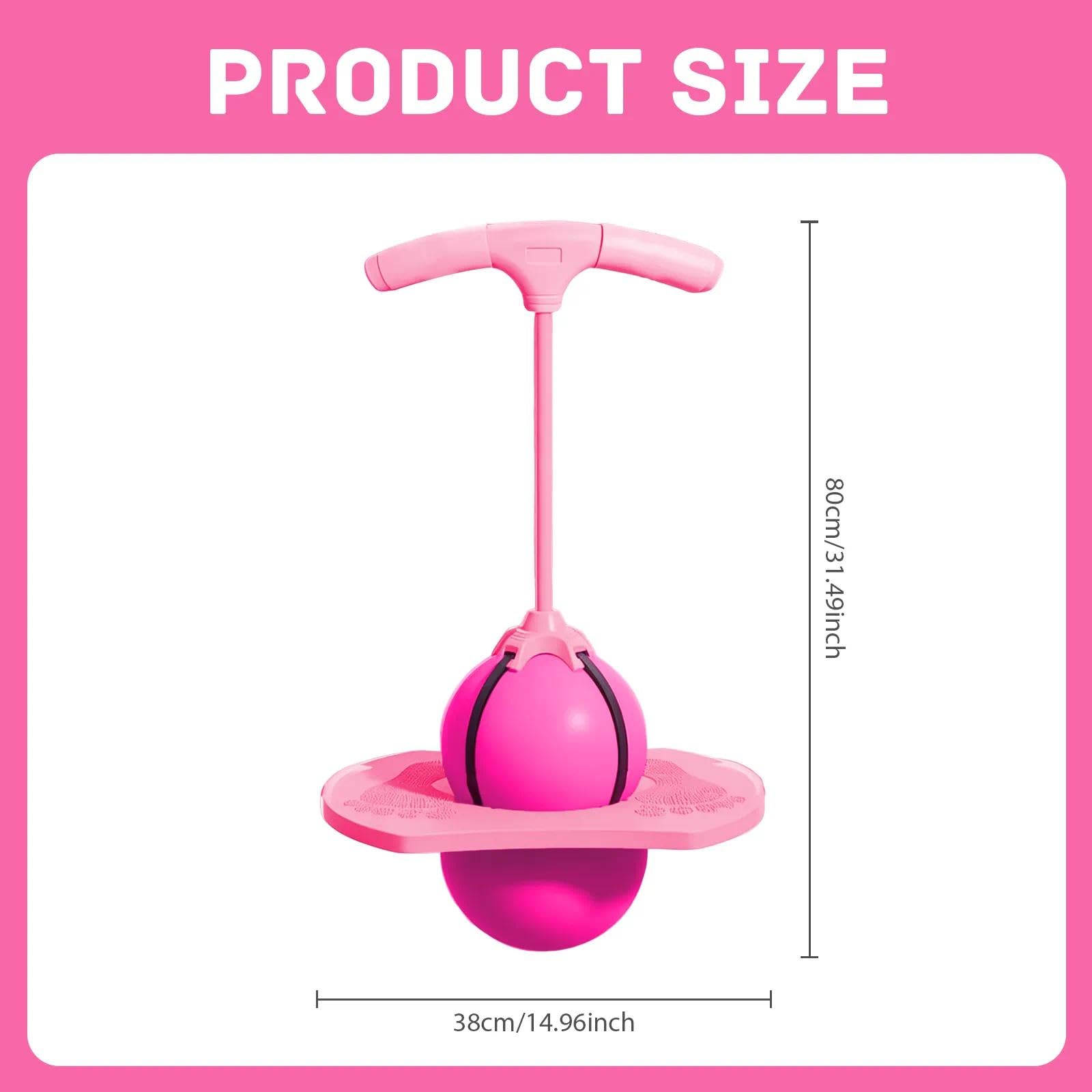 Pogo - Pallone da salto, con manico, per bambini, per attività all'aria aperta, per bambini, adulti, sport, gioco e fitness (rosa)