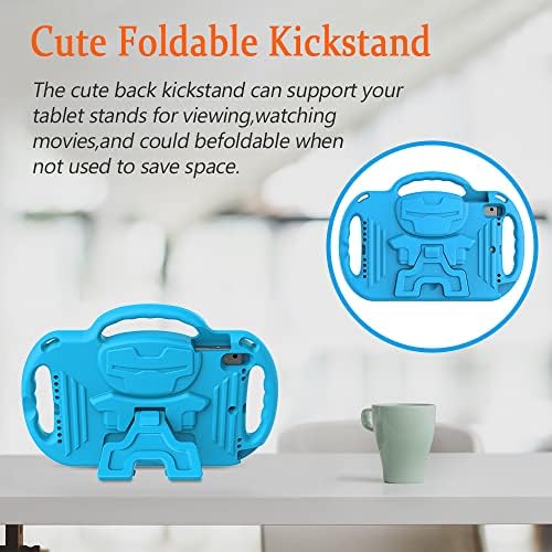 Surom Kids Case for iPad 9.7 2018/2017- Light Weight Shockproof Handle Stand Case Cover with Shoulder Strap Lanyard for iPad 9.7 2018/2017/iPad Air/iPad Air 2 - Blue