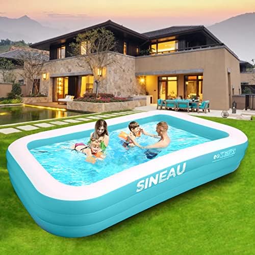 Inflatable Pool, SINEAU Inflatable Pool for Kids and Adults, 120" X 72" X 22" Oversized Thickened Family Swimming Pool for Kids, Toddlers, Adults, Outdoor, Garden, Backyard, Summer Water Party