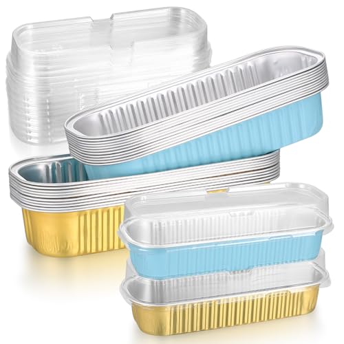 pzihao aluminiowe pojemniki z folii aluminiowej z pokrywkami, 20 szt. pojemniki z folii aluminiowej 200 ml z pokrywkami, aluminiowe formy do chleba, aluminiowe formy do pieczenia, kubki do pieczenia