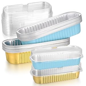 20 Pz Forme in Alluminio con Coperchio, Mini Teglie Per Pane, Forme Rettangolari Per Cottura di Pane, Torte, Cupcake, Muffin, Picnic, Cheesecake, Dessert