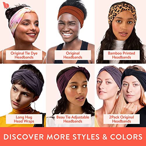 BLOM Original Headbands for Women Wear for Yoga, Fashion, Working Out, Travel or Running Multi Style Design for Hair Styling Active Living Wear Wide Turban Knotted ( Original Size, Black)