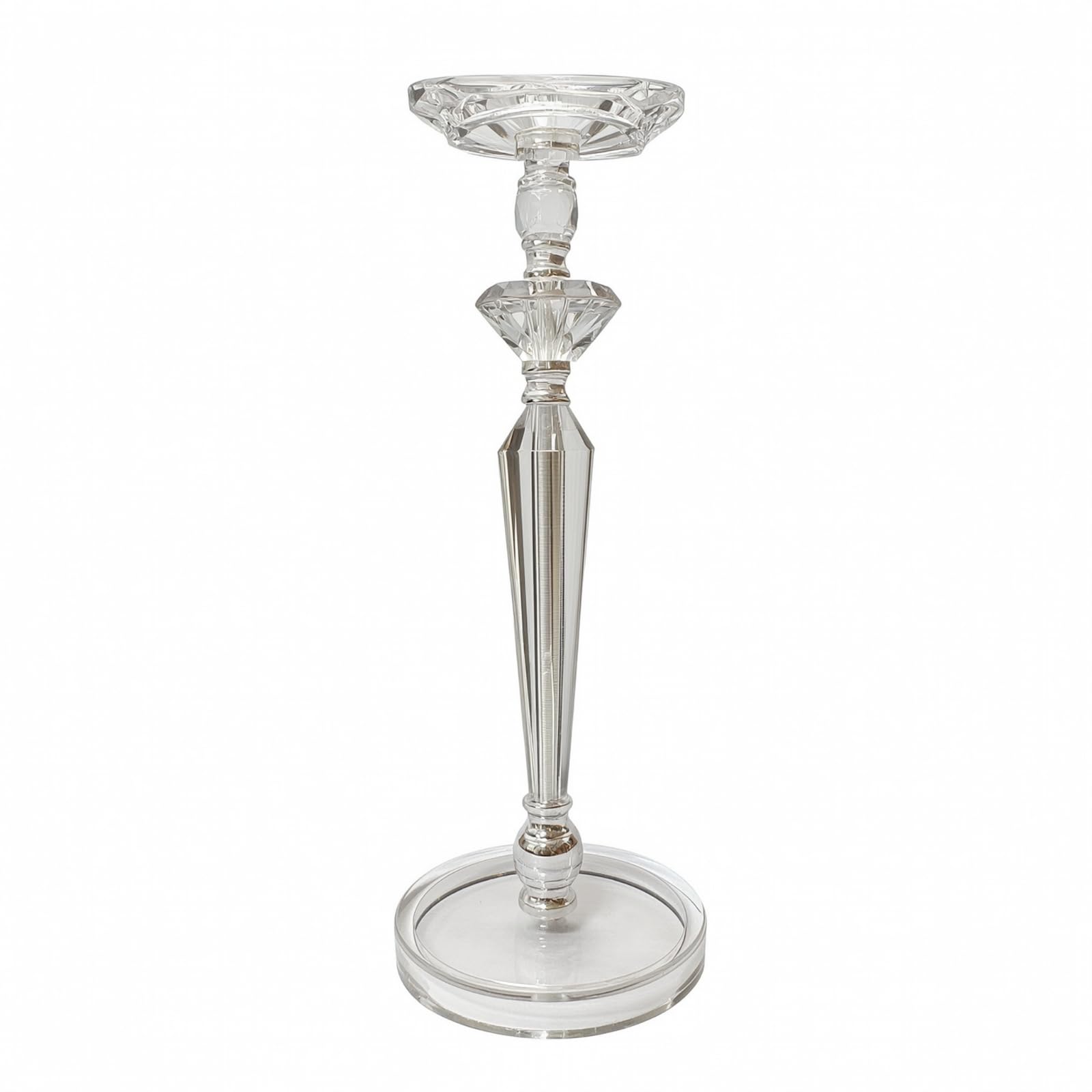 Acryl-Kerzenständer transparent Kerzenhalter mit Kristall-Optik modern Tischkerzenhalter für Brautpaare, Hochzeit, Silber