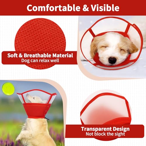 Image of Allroaring Dog Cone Collar After Surgery,Soft Dog Cones for Dogs,Red XL | Breathable Pet Elizabethan Collar Dogs Recovery Cone to Stop Licking Protective Wound Lightweight E-Collar