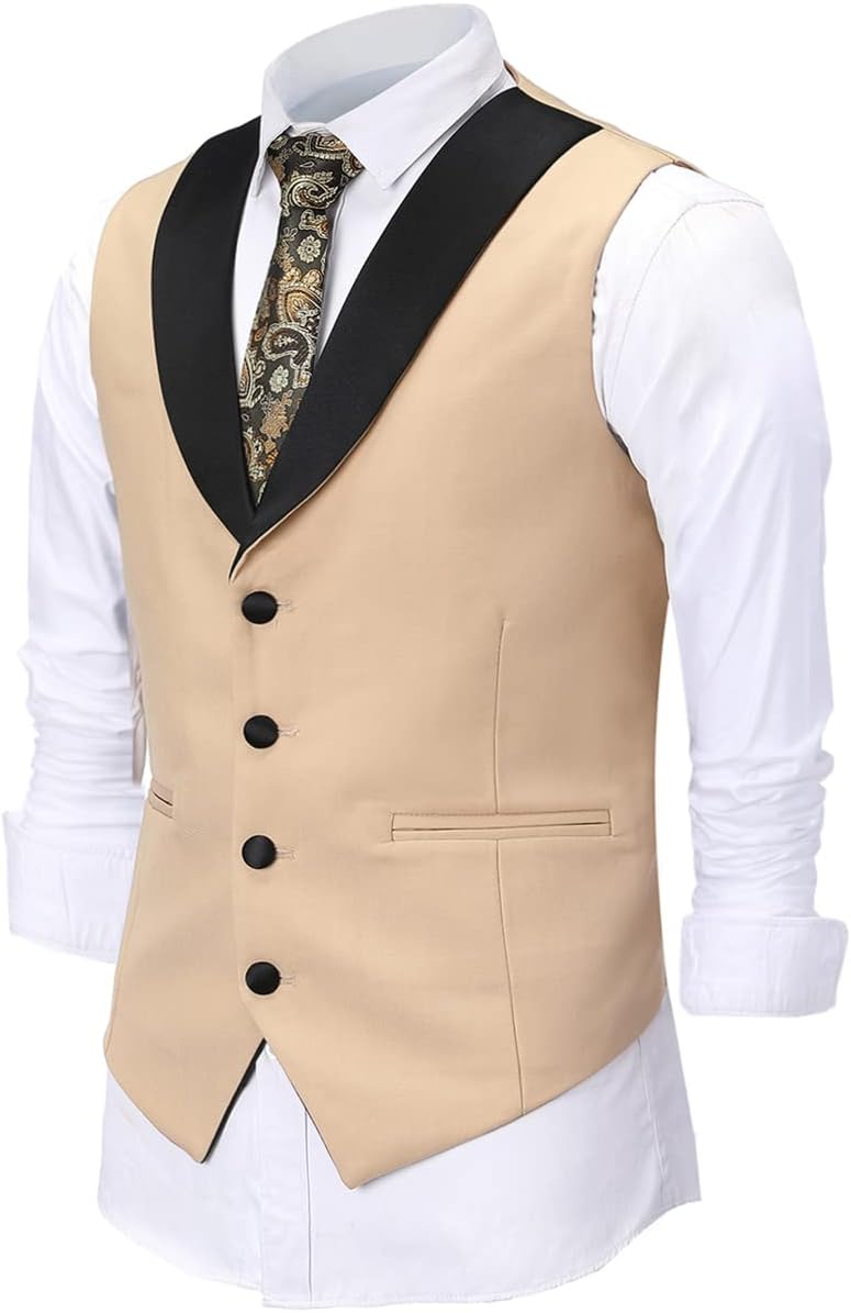 Dcvmvmn Men's Vest Slim Single Breasted Suit Vest Casual Business Dress Vest