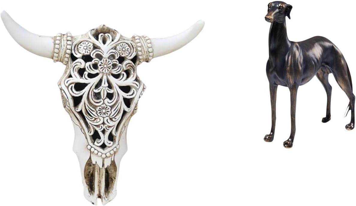 Tribal Bull Head Sculpture and Greyhound Statue Resin Animal Figurine Wall Hanging Art for Office Farmhouse Bedroom Living Room HotelDecor Home Decor| Showpiece Figurine Statue Murti