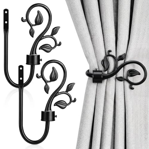 ElaraBerry 2 Pcs Leaf Shaped Curtain Holdbacks, 8.5 x 7 Inch, Black by ElaraBerry - Used condition - US$8.48