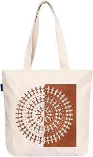TRISHILP Canvas Tote Bag With Pocket & Zip For Women,Printed Tote Bags for Women For Travelling, Shopping and College, Ec... Price In India