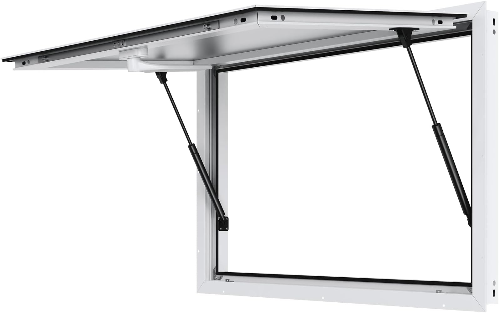 Concession Window for Food Truck 48 x 36 Inch, Concession Stand Serving Window Door with Double-Point Fork Lock, Concession Awning Door Up to 85 Degrees for Food Trucks, Glass Not Included