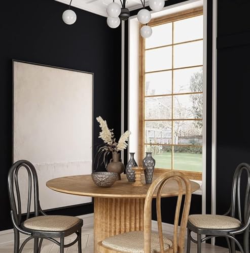 Image of ONETON Peel and Stick Black Matte Contact Paper Waterpoof Self Adhesive Decorative Wallpaper for Wall Kitchen Wallpaper for Bedroom (Black MATT WP, 12x80 inch)