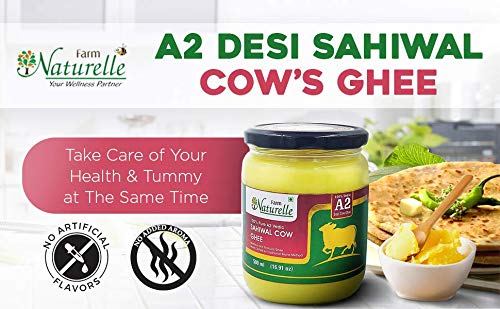 Farm Naturelle-100% Pure Desi Cow Ghee From A2 Milk (500Ml) Glass Bottle #TOP6