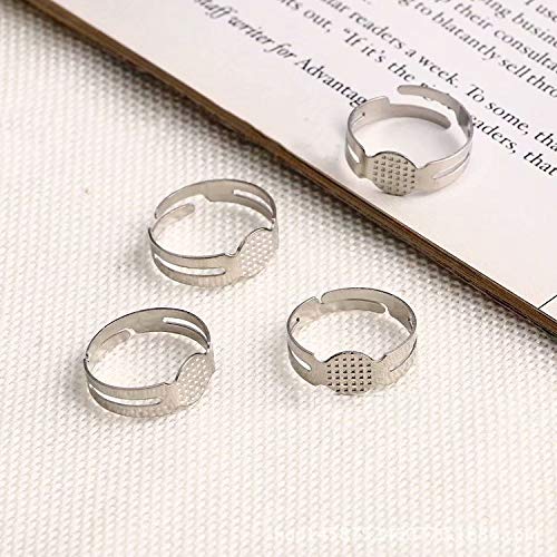 LINSUNG Supports de bagues réglables pour la création de bijoux fimo - Lot de 10 / Tamis : 8