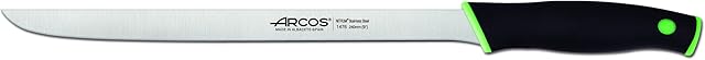 Arcos Series Duo - Slicing Knife Ham Knife - Blade Nitrum Stainless Steel 9" - Handle Polypropylene Covered by Elastomer Black and Green Color