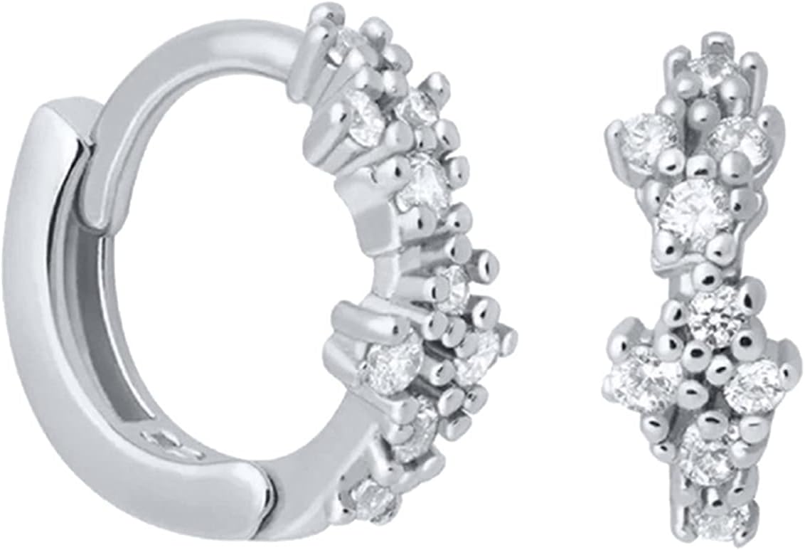 KnSam Orecchini senza nichel in argento sterling S925, orecchini a cerchio con ciondolo con zirconi, idea regalo per fidanzata, argento/oro, argento sterling S925, Zirconia cubica