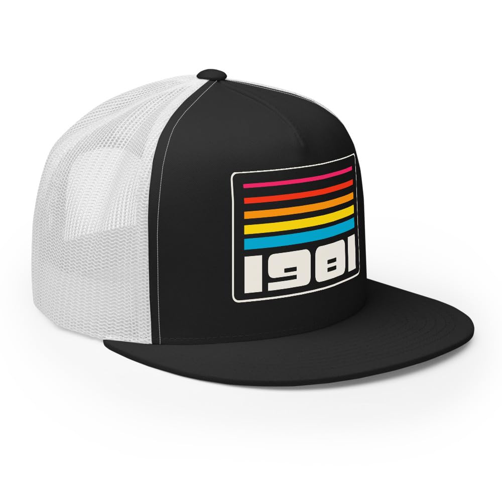 1981 Color Stripe Throwback Trucker Hat Snapback Classic Mesh Cap