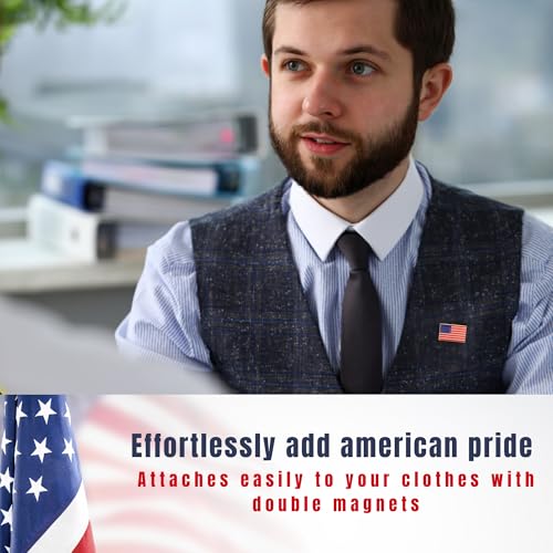 Image of American Flag Pin for Suit, Double Magnets for Ease and Safe Attachment, Quality Lapel Pin Collection, Show Your Pride!