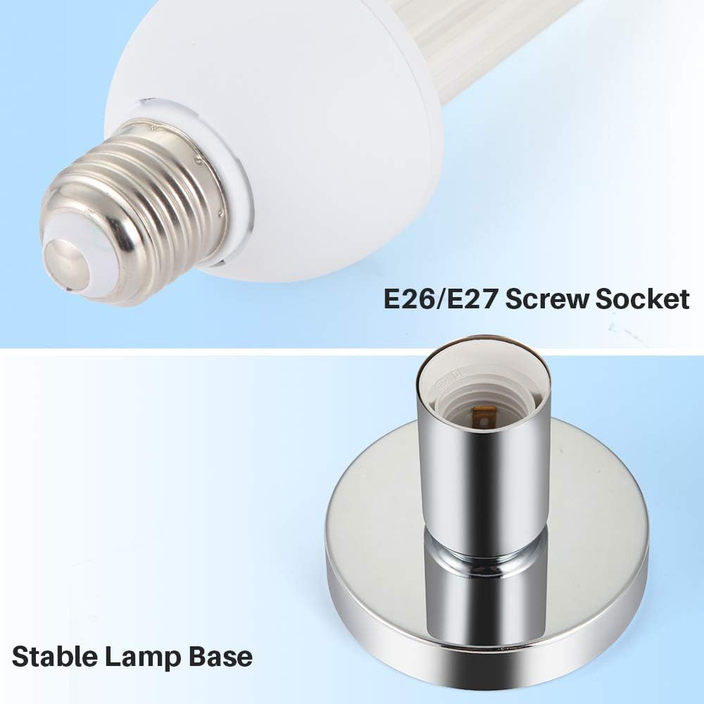 2020 UV Germicidal Light Bulb E27/E26 110V LED UVC Light Ozone Bulb Light 25W UV Disinfection Lamp with Removable Base 5/15/30/60m Timer Control