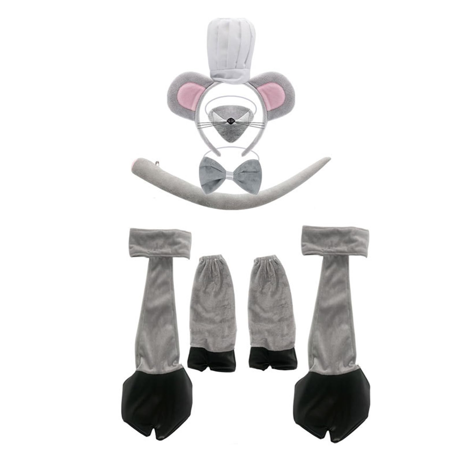 LLUJIAXI Mouse/Donkey/Pigs/Sheep Costume Set Ears Tail Bowtie Tie Nose Animal Fancy Costume Set Accessories for Halloween Cosplay
