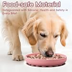 Silicone Slow Feeder Dog Bowl – Pink Bone Pattern | Food-Grade Non-Slip Dog Dish for Anti-Bloat, Fast Eating Prevention, 7.5” x 1.5”, Dishwasher Safe - Image 2
