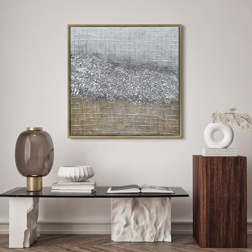 Empire Art Direct Abstract Wall Art Textured Hand Painted Canvas by Martin Edwards, Gold Frame, 36" x 36", Matter by Empire Art Direct - Used condition - Image 3