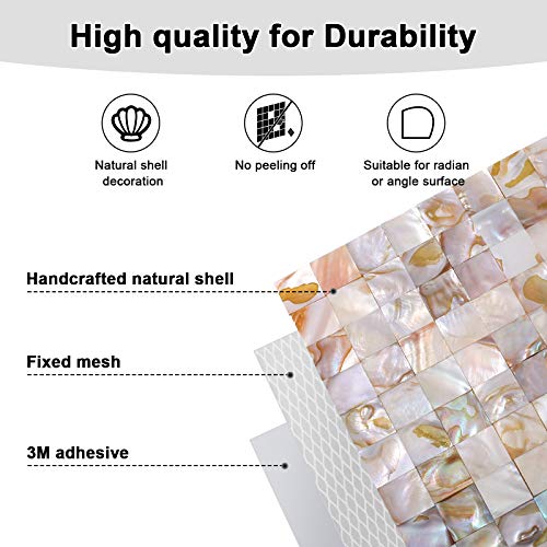 Reovatile 10 - Sheet Peel And Stick Backsplash Tile For Kitchen And Bathroom Mother Of Pearl (Colorful, 11.8"X11.8") #TOP3