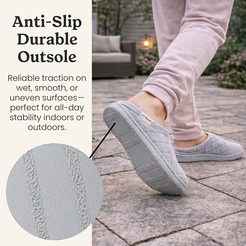 Image of Leslie Terry Clog House Shoes with Memory Foam, Indoor Slippers with Wide Widths