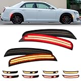 FetonAuto Dynamic Amber Red LED Side Marker Lights For Chrysler 300 2015 2016 2017 2018 2019 2020 2021 2022 2023 Front Rear Bumper Fender Smoked Lens Sidemarker Lamp Accessories