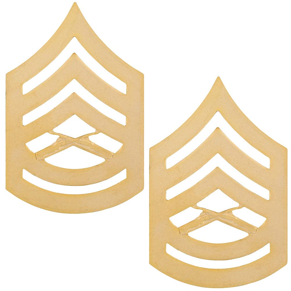 MEDALS OF AMERICA EST. 1976United States Marine Corps (USMC) chevron satin gold GYSGT E-7 Gunnery Sergeant.