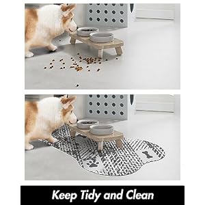 PADOOR Absorbent Pet Food Mat - Bone Shaped Dog Bowl Mat - Quick Dry, No Stains - Placemat for Sloppy Drinkers, 12"x19", Black/White PADOOR Absorbent Pet Food Mat Bone Shaped Dog Bowl Mat Quick Dry No Stains Placemat for Sloppy Drinkers 12×19 BlackWhite