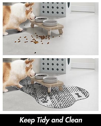 PADOOR-Absorbent-Pet-Food-Mat-Bone-Shaped-Dog-Bowl-Mat-Quick-Dry-No-Stains-Placemat-for-Sloppy-Drinkers-12×19-BlackWhite PADOOR Absorbent Pet Food Mat Bone Shaped Dog Bowl Mat Quick Dry No Stains Placemat for Sloppy Drinkers 12×19 BlackWhite