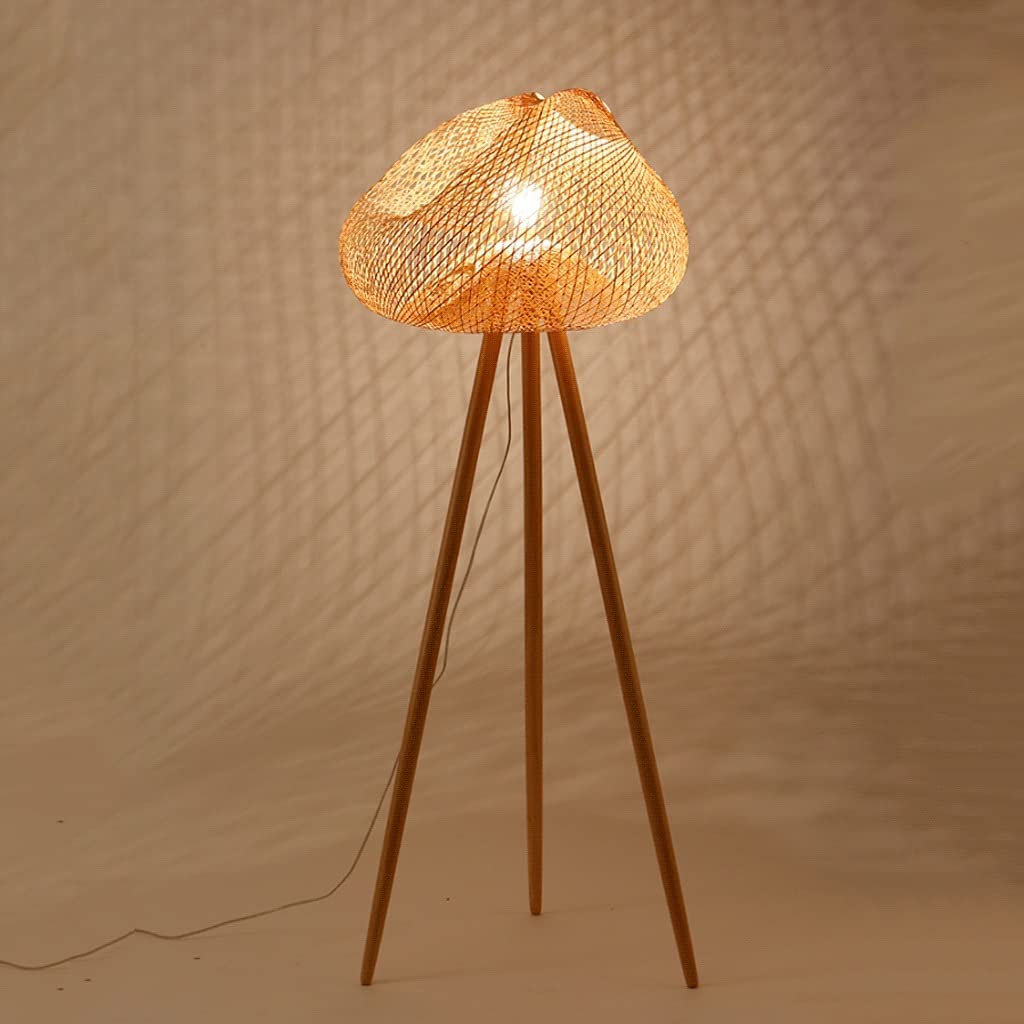 Lampa Podłogowa Lampa podłogowa statywu Nowoczesna lampa stojąca z bambusowym lampy drewna wysoki narożna podłoga światło do salonu sypialni Do Sypialni