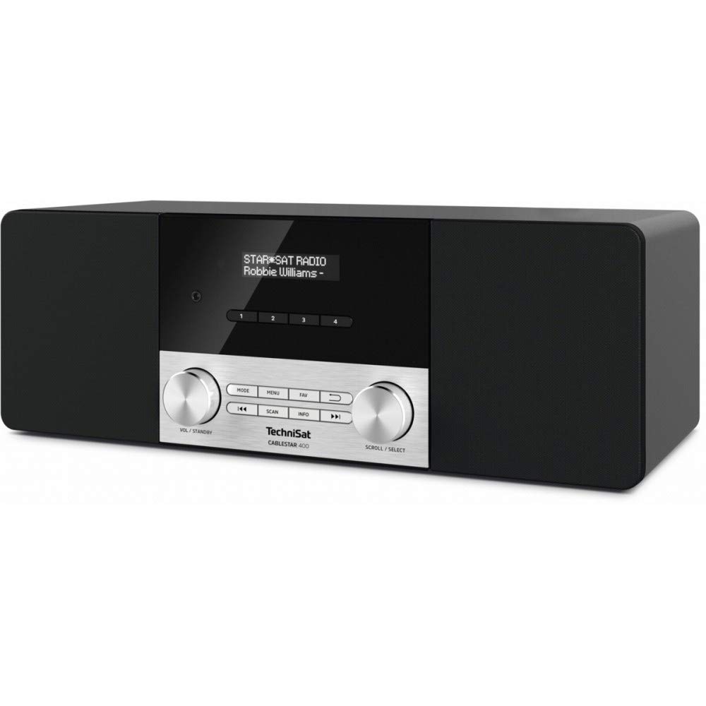 TechniSat CABLESTAR 400 Stéréo Pour Programmes Numériques Non Cryptés Via Câble (DVB-C, AUXin, IEC in, Prise Casque, Horloge, Réveil, Haut-parleurs 20 W) Noir