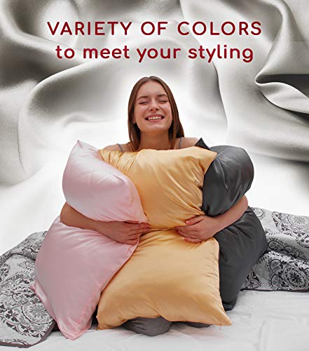 Mellanni Natural Mulberry Silk Body Pillowcase - Perfect For Hair And Skin, Reducing Friction, Preventing Wrinkles - Naturally Cooling Mulberry Silk Pillow Cover With Hidden Zipper (Body, Light Gray) #TOP5