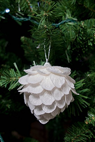 Clever Creations White Flower 4 Pack Christmas Tree Ornaments #TOP4