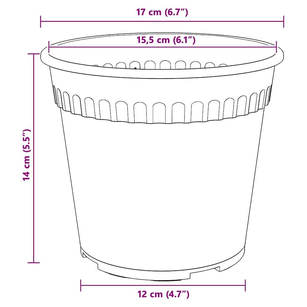 Runder Blumentopf 24 Stück Ziegelrot Ø 17 x 14 cm Kunststoff langlebig leicht für Balkon Garten Terrasse Indoor Outdoor Pflanzenpflege