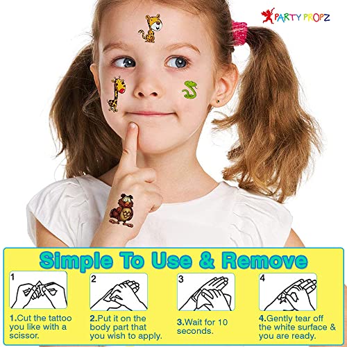 Image of Party Propz Jungle Theme Decoration Kids Tattoos - Set of 10 Pcs | Jungle Theme Birthday Decoration | Temporary Tattoo Animal | Birthday Return Gift For Kids | Jungle Theme Return Gifts | kanchak Gift For Navratri
