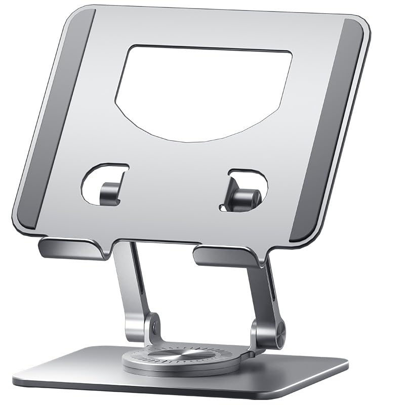 MOCA Universal Tablet Stand Holder with 360 Rotating Base,Foldable Adjustable Tablet Stand for Desk Home Office,Compatible with Samsung Galaxy Tab, iPad Pro Air Mini and More (Silver) (B0DB1T3CZP) Amazon Price History, Amazon Price Tracker